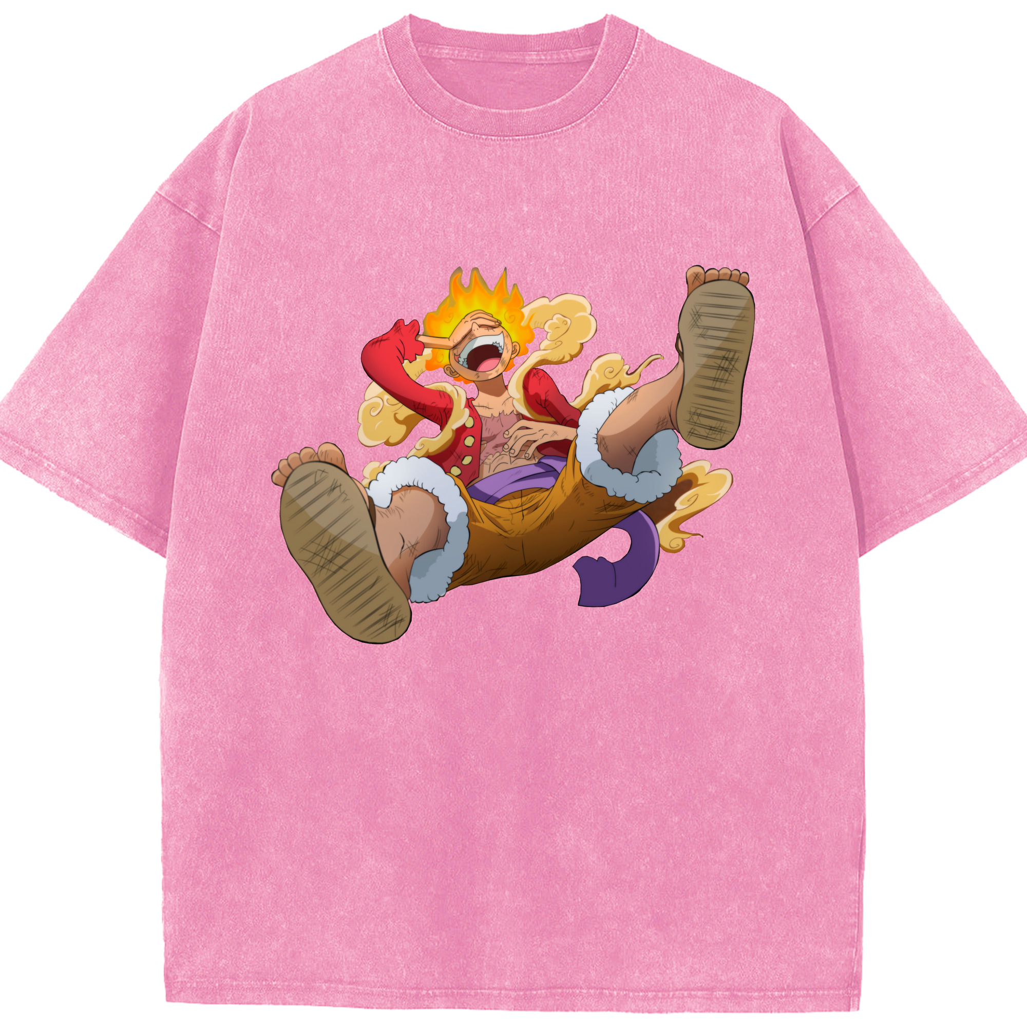 ワンピース モンキー・D・ルフィ ONE PIECE Monkey D. Luffy 綿100% ヴィンテージ風 半袖Tシャツ（フロントプリント）